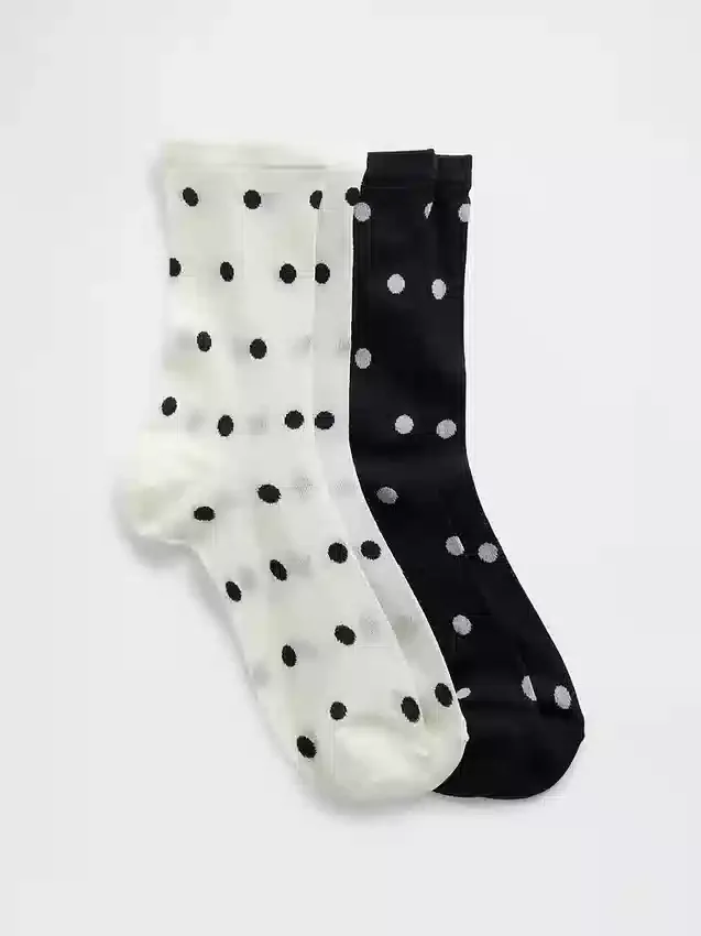 Calcetines cortos transparentes con lunares para niños (paquete de 2)