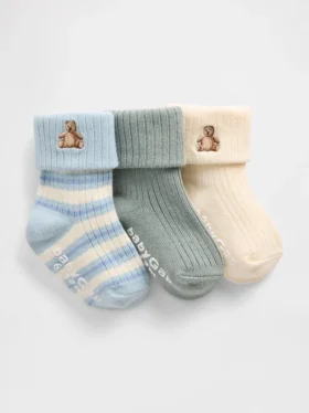 Calcetines de bebé con puño acanalado (paquete de 3)