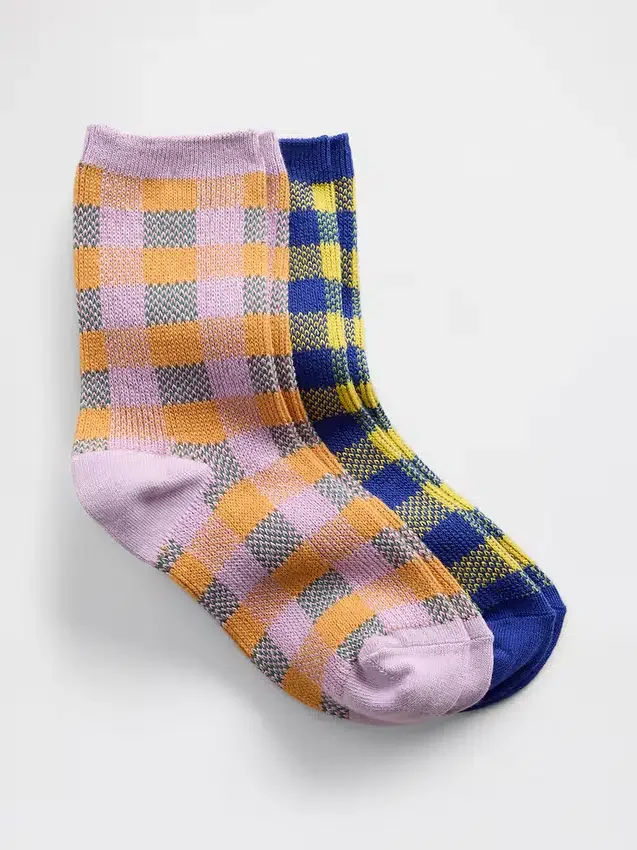 Calcetines de cuello alto a cuadros para niños (paquete de 2)