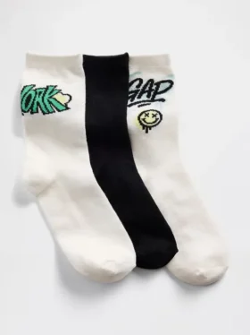 Calcetines de cuello alto con logotipo gráfico para niños (paquete de 3)