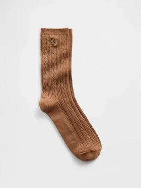 Calcetines de cuello alto con tejido trenzado y el oso Brannan