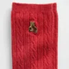 Calcetines de cuello alto con tejido trenzado y el oso Brannan
