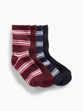 Calcetines de cuello redondo acanalados para niños (paquete de 4)