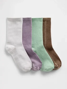 Calcetines de cuello redondo acanalados para niños (paquete de 4)