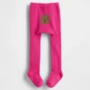 Calcetines de punto acanalado con osito para bebés y niños
