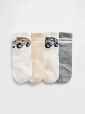 Calcetines para bebés y niños con el oso Brannan y rayas (paquete de 4)