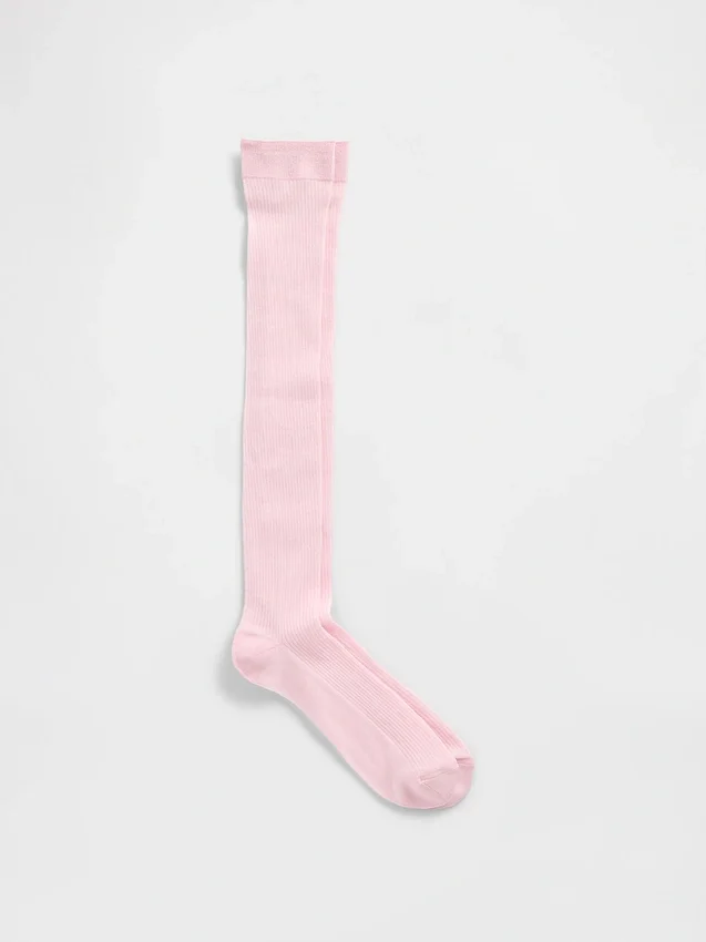 Calcetines transparentes de canalé hasta la rodilla