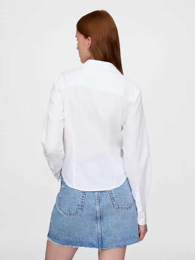 Camisa ajustada corta de algodón orgánico