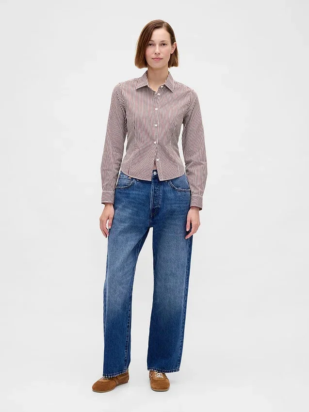 Camisa ajustada corta de algodón orgánico