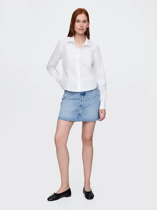Camisa ajustada corta de algodón orgánico