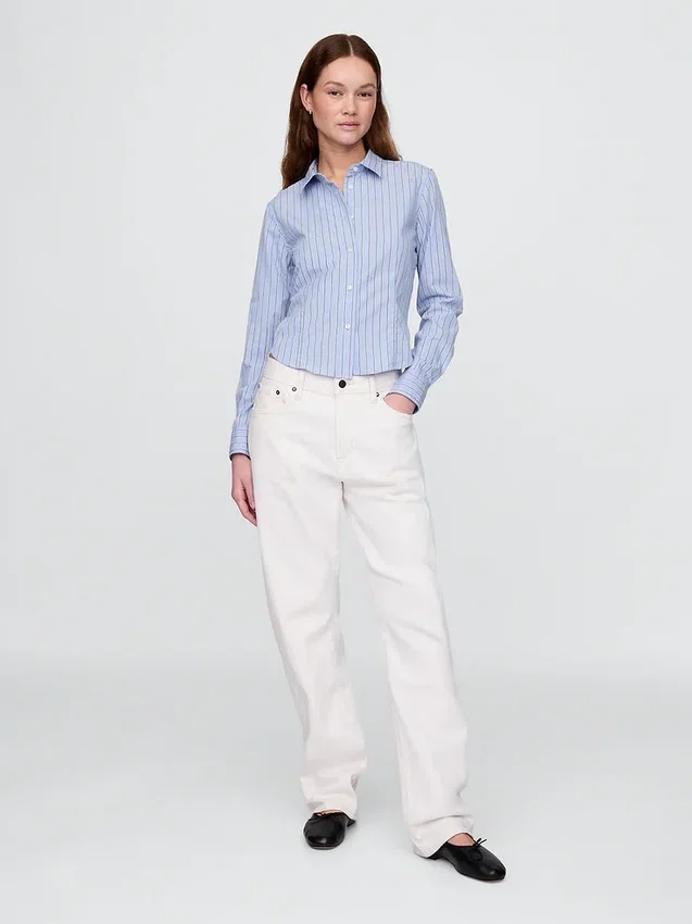 Camisa ajustada corta de algodón orgánico