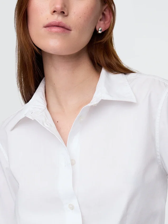 Camisa ajustada corta de algodón orgánico