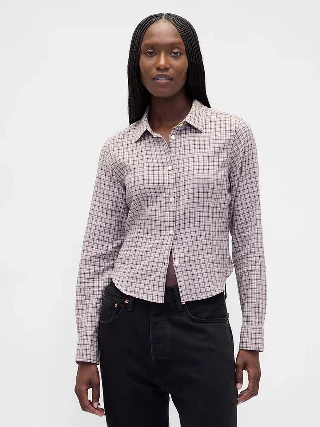 Camisa ajustada de franela a cuadros