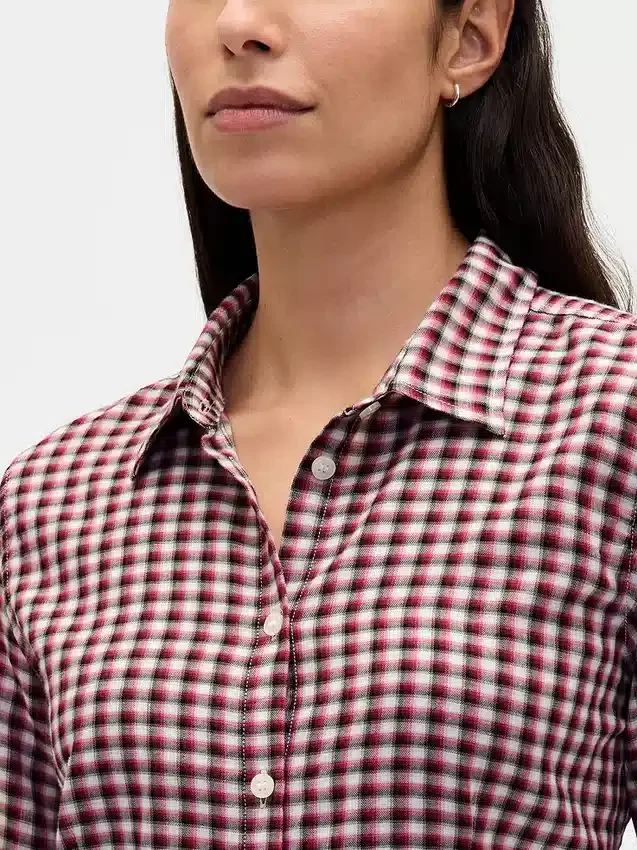 Camisa ajustada de franela a cuadros