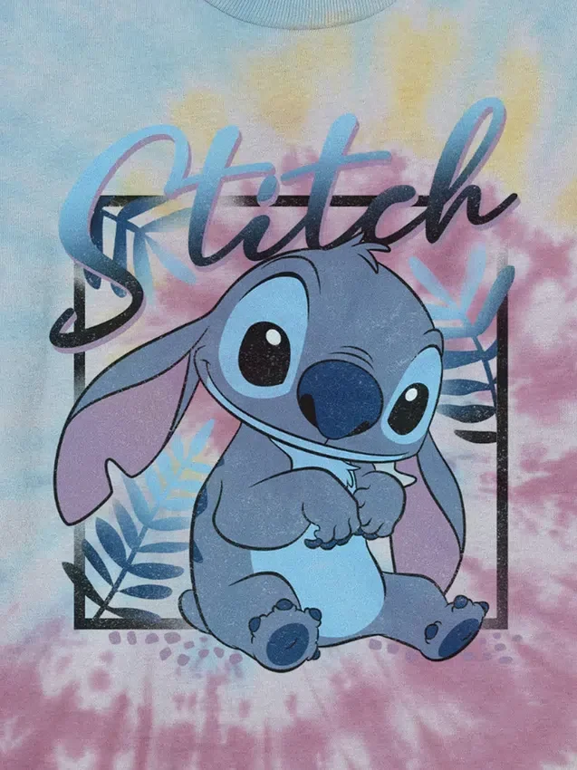 Camisa con diseño gráfico de Lilo y Stitch para niños, estilo tie-dye