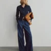 Camisa corta ajustada de mezclilla