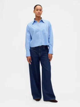 Camisa corta de algodón orgánico con dobladillo recto