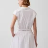 Camisa corta de popelín con mangas casquillo
