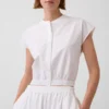 Camisa corta de popelín con mangas casquillo