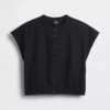 Camisa corta de popelín con mangas casquillo