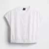 Camisa corta de popelín con mangas casquillo