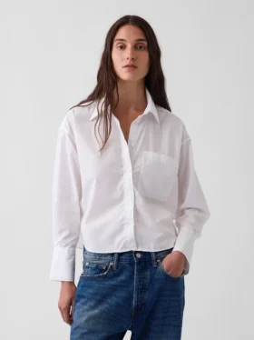 Camisa corta oversize de popelín de algodón orgánico