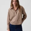Camisa corta oversize de popelín de algodón orgánico