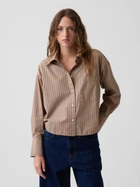 Camisa corta oversize de popelín de algodón orgánico