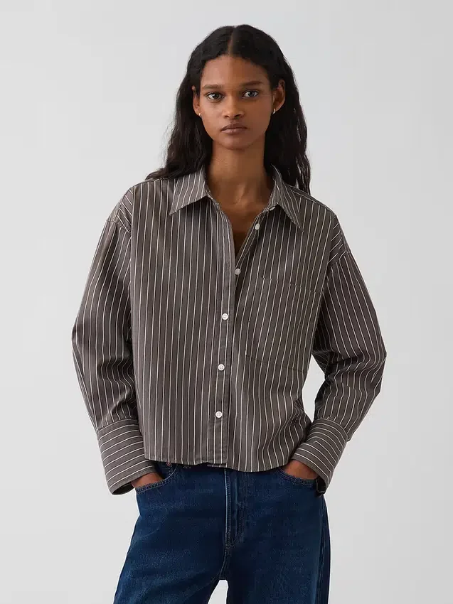 Camisa corta oversize de popelín de algodón orgánico