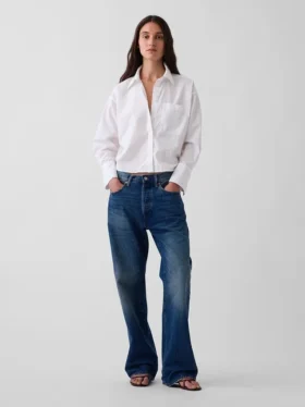 Camisa corta oversize de popelín de algodón orgánico