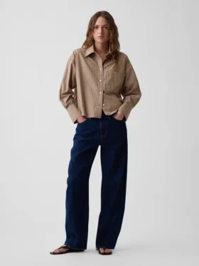 Camisa corta oversize de popelín de algodón orgánico