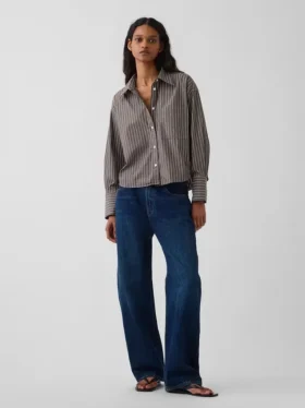 Camisa corta oversize de popelín de algodón orgánico