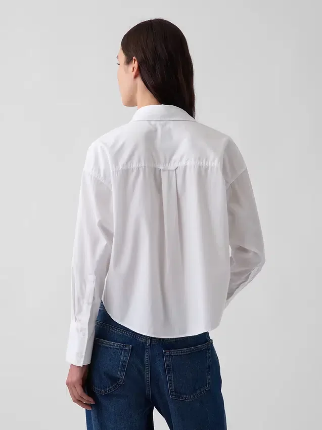 Camisa corta oversize de popelín de algodón orgánico
