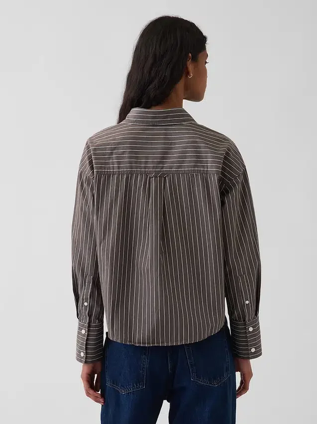 Camisa corta oversize de popelín de algodón orgánico