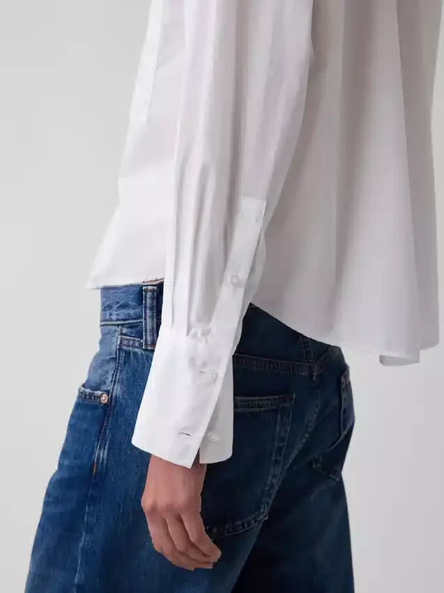 Camisa corta oversize de popelín de algodón orgánico