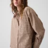 Camisa corta oversize de popelín de algodón orgánico