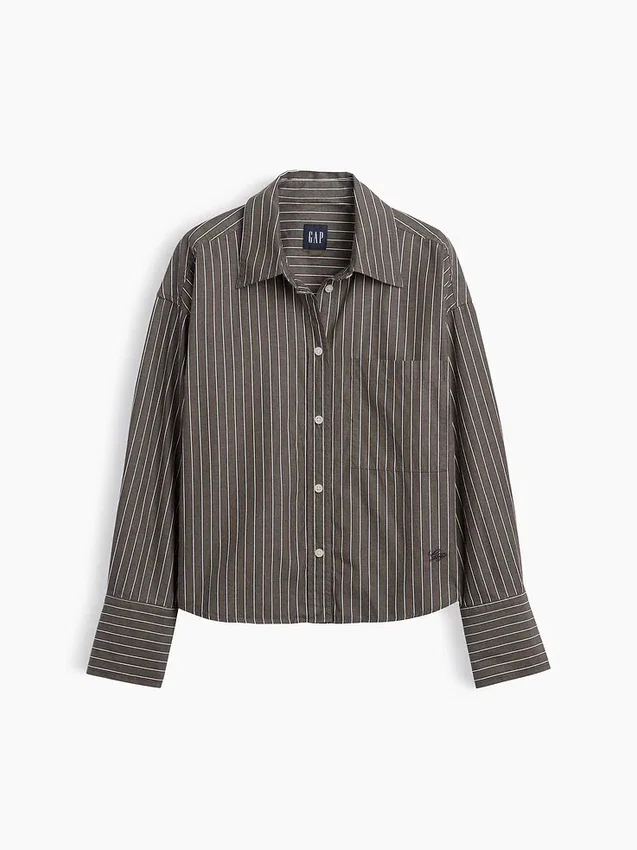 Camisa corta oversize de popelín de algodón orgánico