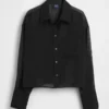 Camisa corta transparente con dobladillo recto
