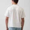 Camisa de algodón dobby con corte holgado y dobladillo recto