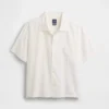 Camisa de algodón dobby con corte holgado y dobladillo recto