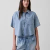Camisa de campamento oversize de mezclilla ultrasuave