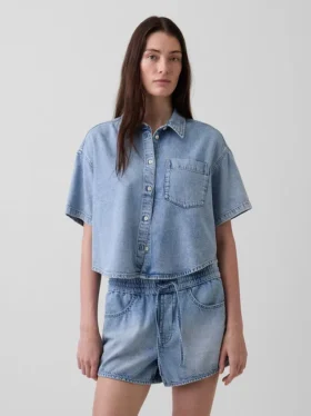 Camisa de campamento oversize de mezclilla ultrasuave