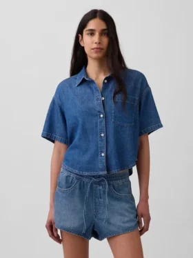 Camisa de campamento oversize de mezclilla ultrasuave