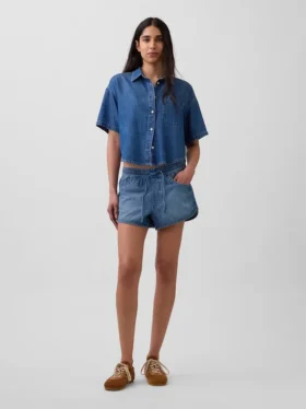 Camisa de campamento oversize de mezclilla ultrasuave