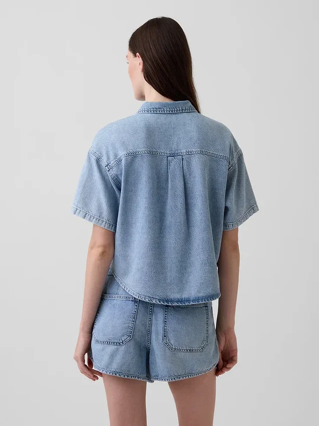Camisa de campamento oversize de mezclilla ultrasuave