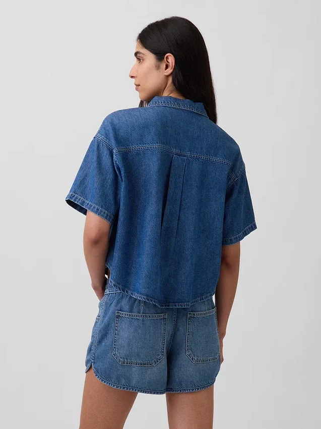 Camisa de campamento oversize de mezclilla ultrasuave