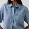 Camisa de campamento oversize de mezclilla ultrasuave
