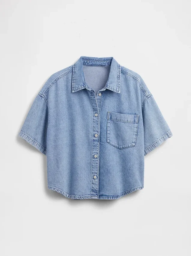 Camisa de campamento oversize de mezclilla ultrasuave