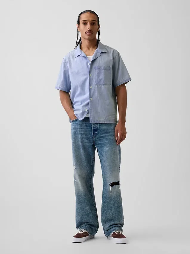 Camisa de chambray estilo resort