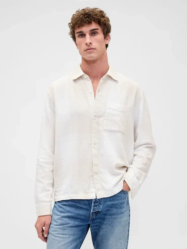 Camisa de franela de corte holgado